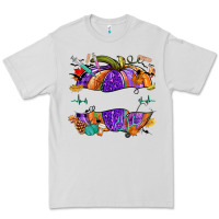 Dove Grey halloween nurse pumpkin custom name Premium Tee - NancyCooperArtShop