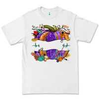 White halloween nurse pumpkin custom name Premium Tee - NancyCooperArtShop