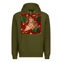 Army Green christmas nails and trees with leopard and plaid seamless pattern bbs Premium Hoodie - BundleAndBundleShop