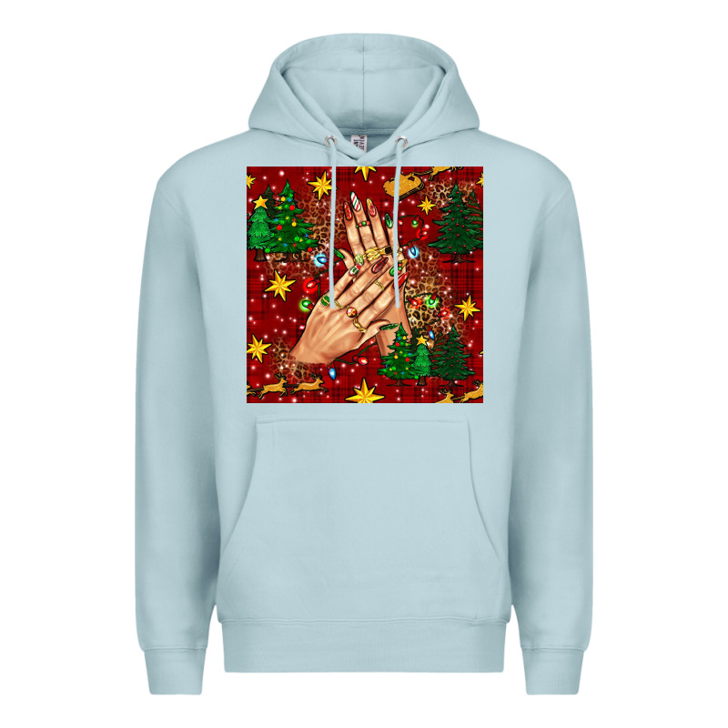 Christmas Nails And Trees With Leopard And Plaid Seamless Pattern Bbs Premium Hoodie by BundleAndBundleShop | Teevron