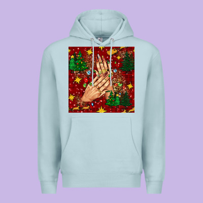 Christmas Nails And Trees With Leopard And Plaid Seamless Pattern Bbs Premium Hoodie Designed By Bundleandbundleshop