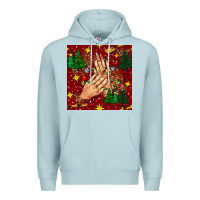 Blue Mist christmas nails and trees with leopard and plaid seamless pattern bbs Premium Hoodie - BundleAndBundleShop