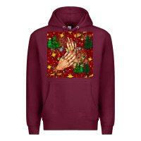 Burgundy christmas nails and trees with leopard and plaid seamless pattern bbs Premium Hoodie - BundleAndBundleShop