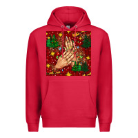 Cardinal christmas nails and trees with leopard and plaid seamless pattern bbs Premium Hoodie - BundleAndBundleShop