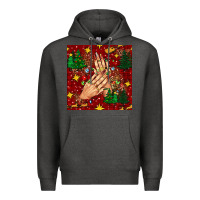 Charcoal Heather christmas nails and trees with leopard and plaid seamless pattern bbs Premium Hoodie - BundleAndBundleShop