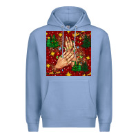 Colony Blue christmas nails and trees with leopard and plaid seamless pattern bbs Premium Hoodie - BundleAndBundleShop