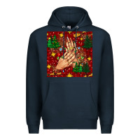 Navy christmas nails and trees with leopard and plaid seamless pattern bbs Premium Hoodie - BundleAndBundleShop
