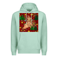 Seafoam christmas nails and trees with leopard and plaid seamless pattern bbs Premium Hoodie - BundleAndBundleShop