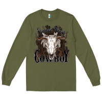 Army Green Simmer down Cowboy Long Sleeve Tee - HowdyJamesFarm