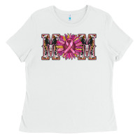 White cancer sunflower mom Ladies Tee - RanaPortraitStore