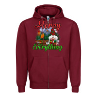 Burgundy merry everything Zipper Hoodie - BundleAndBundleShop