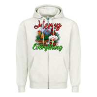 Oatmeal Heather merry everything Zipper Hoodie - BundleAndBundleShop