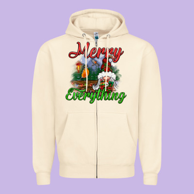 Merry Everything Zipper Hoodie Designed By Bundleandbundleshop