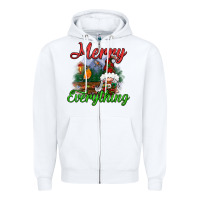 White merry everything Zipper Hoodie - BundleAndBundleShop