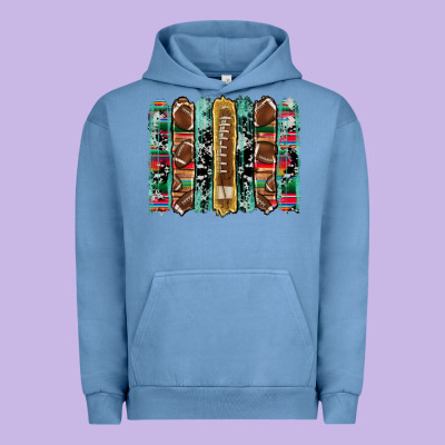 Football Serape Cowhide Turquoise Glitter  Brushstrokes Urban Hoodie Designed By Artiststas