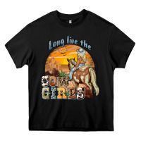 Black long live the cowgirls Heavy Core Tee - NancyCooperArtShop
