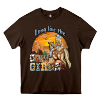 Chocolate Brown long live the cowgirls Heavy Core Tee - NancyCooperArtShop