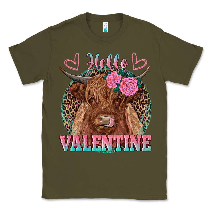 Hello Valentine Highland Cow Classic Tee by RanaPortraitStore | Teevron