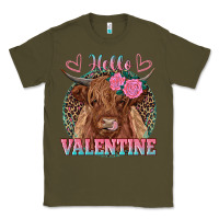 Army Green hello valentine highland cow Classic Tee - RanaPortraitStore