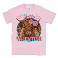 Bubblegum Pink hello valentine highland cow Classic Tee - RanaPortraitStore