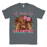 Charcoal Heather hello valentine highland cow Classic Tee - RanaPortraitStore