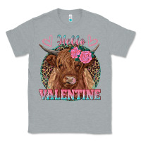 Heather Grey hello valentine highland cow Classic Tee - RanaPortraitStore