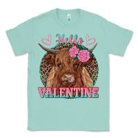 Seafoam hello valentine highland cow Classic Tee - RanaPortraitStore