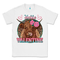 White hello valentine highland cow Classic Tee - RanaPortraitStore