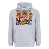 Heather Grey Thankful Little Mon Heavyweight Hoodie - CowhideDigitalArt