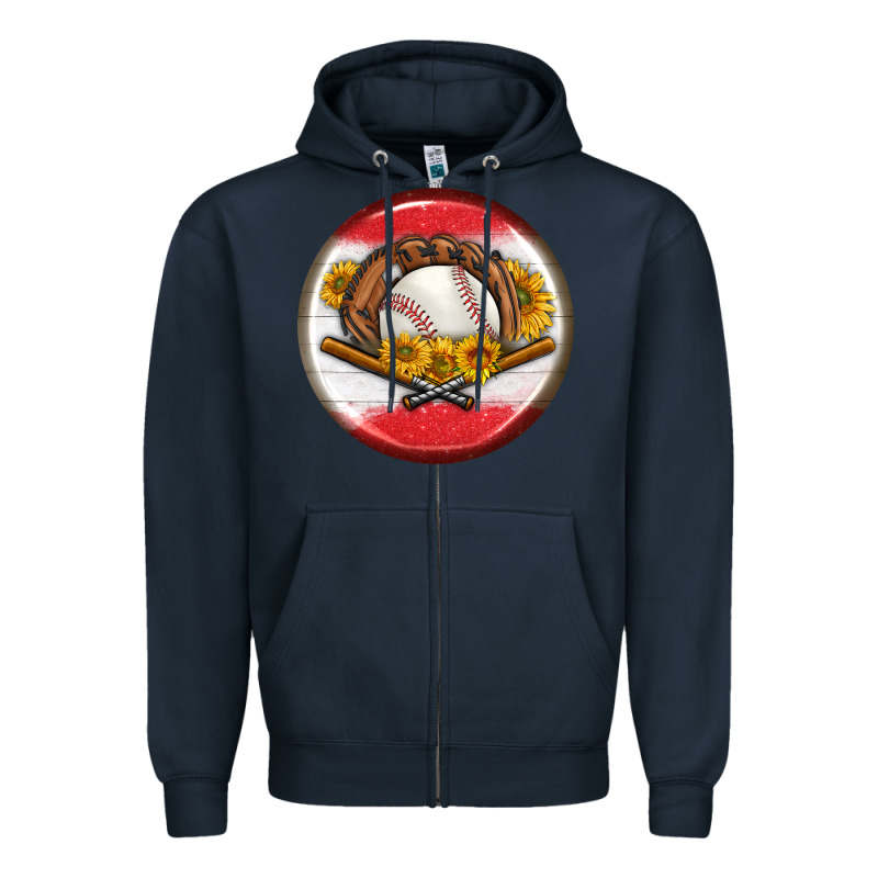 Baseball With Sunflower Round Earrings Zipper Hoodie by BundleAndBundleShop | Teevron