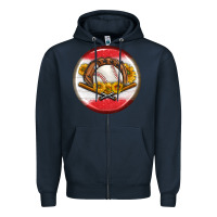 Navy baseball with sunflower round earrings Zipper Hoodie - BundleAndBundleShop