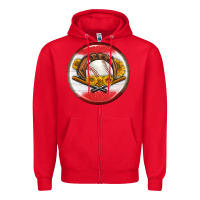 Red baseball with sunflower round earrings Zipper Hoodie - BundleAndBundleShop