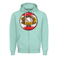 Seafoam baseball with sunflower round earrings Zipper Hoodie - BundleAndBundleShop