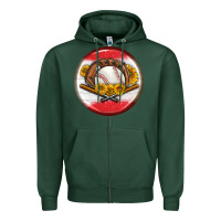 Sports Green baseball with sunflower round earrings Zipper Hoodie - BundleAndBundleShop