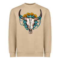 Sunflower Gemstone Bull Skull Heavyweight Sweatshirt | Teevron