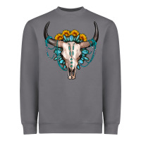 Storm sunflower gemstone bull skull Heavyweight Sweatshirt - OliviaCreatesArt
