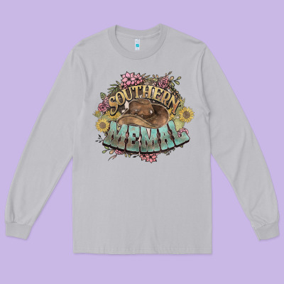 Southern Memal Western Flowers Long Sleeve Tee Designed By Howdyjamesfarm