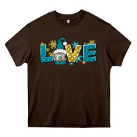 Chocolate Brown love winter gnome Heavy Core Tee - NancyCooperArtShop