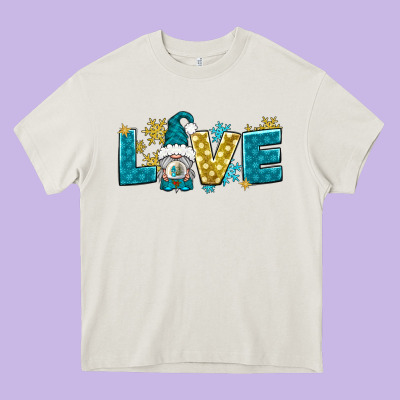 Love Winter Gnome Heavy Core Tee Designed By Nancycooperartshop