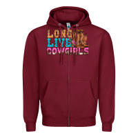 Burgundy Western Long Live Cowgirls With Roses Zipper Hoodie - BundleAndBundleShop