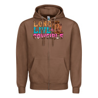 Chestnut Western Long Live Cowgirls With Roses Zipper Hoodie - BundleAndBundleShop