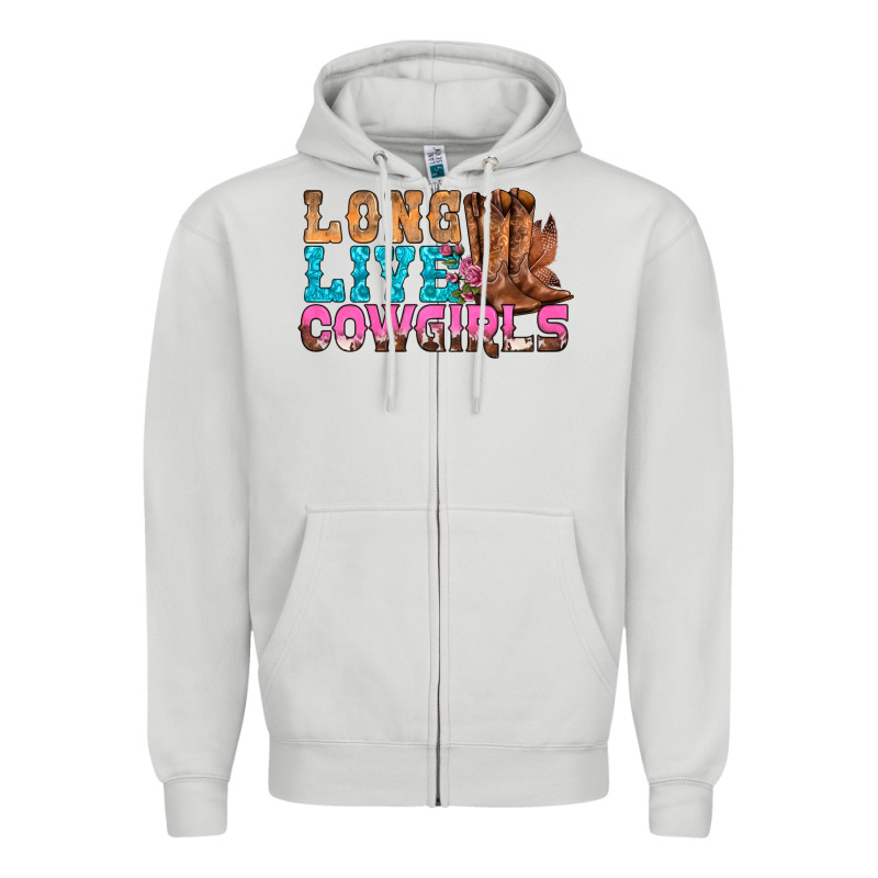 Western Long Live Cowgirls With Roses Zipper Hoodie by BundleAndBundleShop | Teevron
