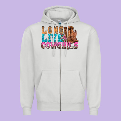 Western Long Live Cowgirls With Roses Zipper Hoodie Designed By Bundleandbundleshop