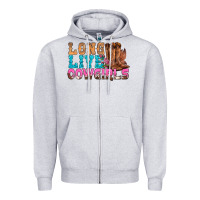 Heather Grey Western Long Live Cowgirls With Roses Zipper Hoodie - BundleAndBundleShop