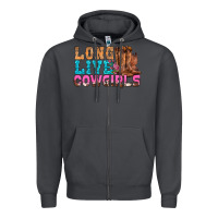 Smoke Western Long Live Cowgirls With Roses Zipper Hoodie - BundleAndBundleShop