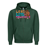 Sports Green Western Long Live Cowgirls With Roses Zipper Hoodie - BundleAndBundleShop