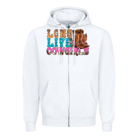 White Western Long Live Cowgirls With Roses Zipper Hoodie - BundleAndBundleShop