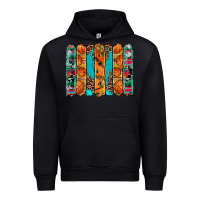 Black basketball serape cowhide turquoise leopard glitter  brushstrokes Urban Hoodie - Artiststas
