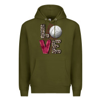 Army Green love volleyball Premium Hoodie - FaDigitalArtStudio