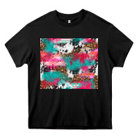 Black leopard cowhide pink turquoise glitter Heavy Core Tee - NancyCooperArtShop